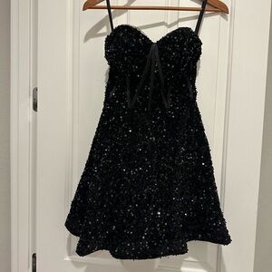 Witness of Love Black Sequin Strapless Dress Size 4